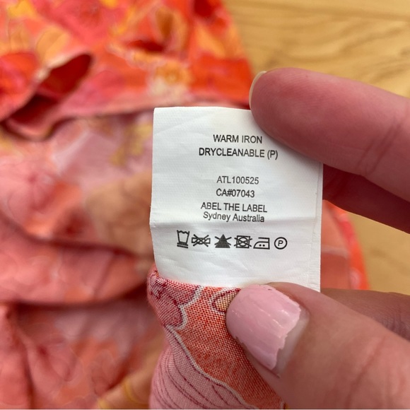 Abel the Label Off The Shoulder Ruffle Maxi Dress Pink Orange Floral Size Small - Picture 8 of 10